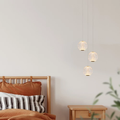 Lucide CINTRA - Pendelleuchten - Ø 25 cm - LED Dim. - 3x4,7W 2700K - Transparent - Atmosphäre 1
